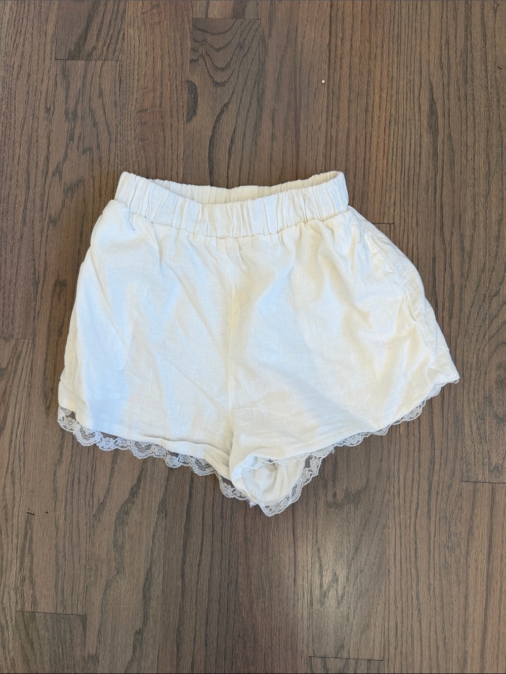 LPA White Lace-Trim Elastic-Waist Girls Shorts